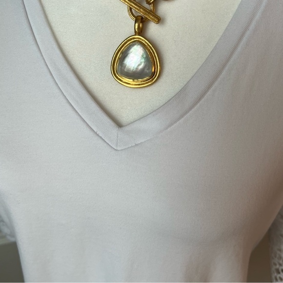 Ralph Lauren White Dress with Lace Sleeves - Size Medium - Picture 3 of 7